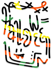 "Halloween" writing with abstract shapes