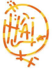 Writing “Hai” with Abstract Shape
