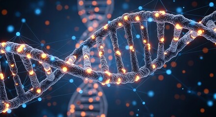 DNA double helix structure illustration for science and technology representing genetic material and the building blocks of life