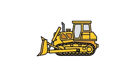 Obraz premium Yellow bulldozer construction equipment vehicle machinery tractor crawler heavy engineering work site 100