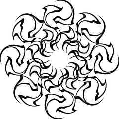  a black and white geometric pattern that resembles a mandala or a mosaic. It is a type of decorative design often used in art and various crafts. 