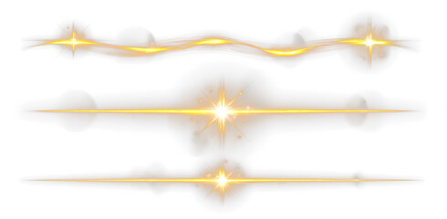 Set of Golden Light Effects for Creative Design Isolate On Transparent Background, cutout, png
