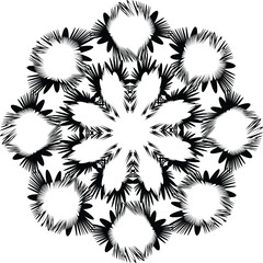  a black and white geometric pattern that resembles a mandala or a mosaic. It is a type of decorative design often used in art and various crafts. 