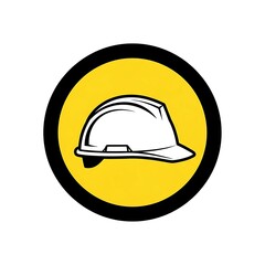 Fototapeta premium Helmet safety construction worker hardhat protection yellow circle warning equipment industry work site