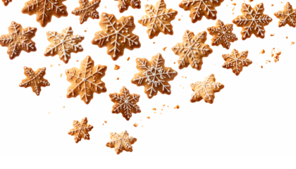 空中に漂う雪の結晶クッキー｜背景なし・透過PNG・コピースペース