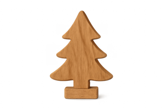 Wooden christmas tree figurine standing transparent background - Powered by Adobe