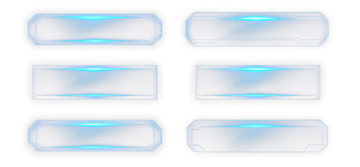 Obraz premium Set of Futuristic Glowing Blue Rectangular Panels for Digital Designs Isolate On Transparent Background, cutout, png