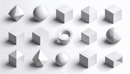 Obraz premium Abstract Geometric Shapes on White