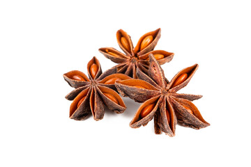 Star anise on the white background