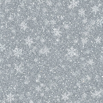 A seamless silver glitter background with snowflake sparkles, perfect for elegant holiday, Ai Generate.