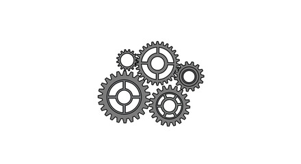 Interlocking gears mechanism concept for industrial teamwork and mechanical engineering vector