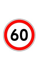 Speed limit sign sixty road traffic regulation safety transportation driving highway restriction zone area