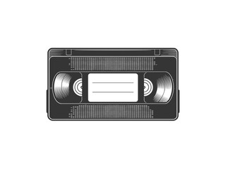 Retro VHS Cassette Tape Vintage Vector Illustration