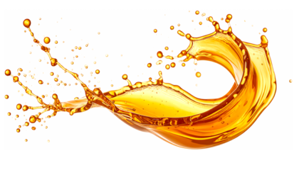 空中で煌めく黄金のハニースプラッシュ｜背景なし・透過PNG・コピースペース