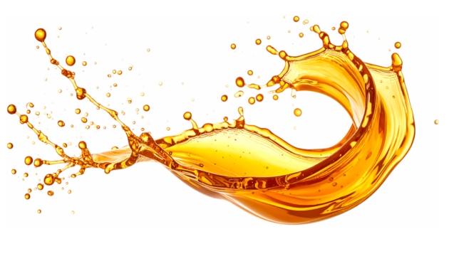 空中で煌めく黄金のハニースプラッシュ｜背景なし・透過PNG・コピースペース