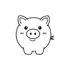 Adorable round pig with a cheerful face, symbolizing savings, luck, and prosperity.