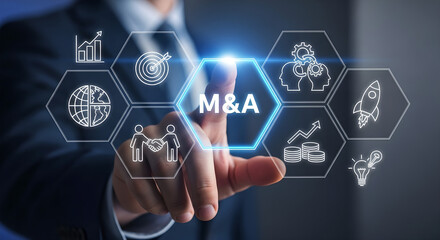 M&A Mergers Acquisitions Business Strategy Digital Interface Copy Space