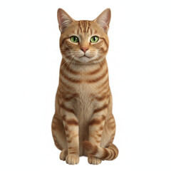 Adorable tabby cat with striking green eyes sitting attentively, perfect for pet lovers and animal campaigns