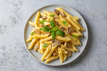 Creamy mushroom penne pasta is delicious