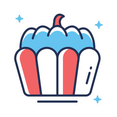 Spooky cupcake with bone decoration for Halloween desserts, premium vector