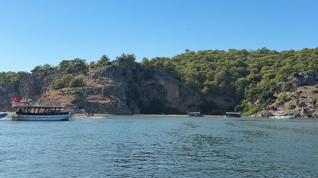 A boat tour among the reeds on the Dalyan River. Ortaca, Muğla