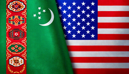 アメリカの国旗とトルクメニスタンの国旗(USA Flag & turkmenistan flag.)
