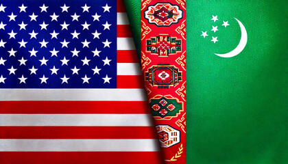 アメリカの国旗とトルクメニスタンの国旗(USA Flag & turkmenistan flag.)
