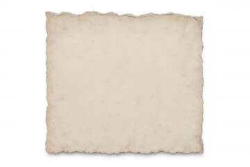 Old paper sheet with torn edges creating a vintage textured background, isolated on transparent background