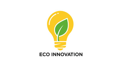 Eco Innovation Light Bulb Icon: Green Energy Idea and Sustainable Solution