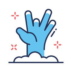 Horror zombie hand rising from grave, perfect scary Halloween art.