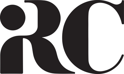 Elegant black and white rc letters logo design isolated on white background for company