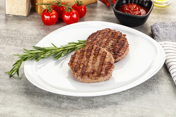 Grilled two beef burger cutlet