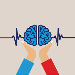 Modern flat solid color vector for World Stroke Day promoting awareness, early detection, prevention & rehab — ideal for health education campaigns
