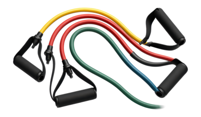 A versatile resistance band set with various tension levels for home workouts.