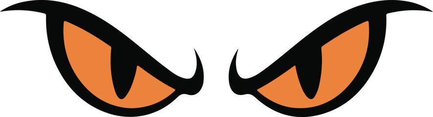 Pair of angry eyes isolated on white background, representing danger or aggression