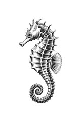 Seahorse Vintage Engraving Vector Illustration