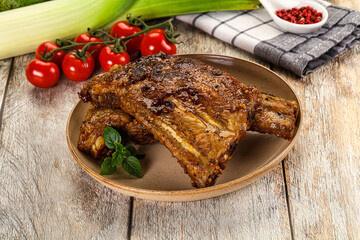 Tasty roasted pork ribs with spices
