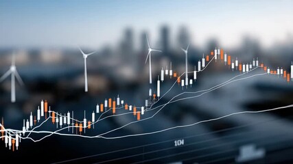 Graphs illustrate fluctuations in stock trends related to renewable energy, highlighting investment patterns and market growth - Powered by Adobe
