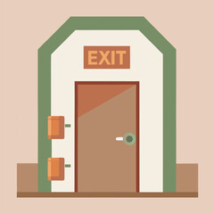 Exit door illustration representing safety and a way out simple design