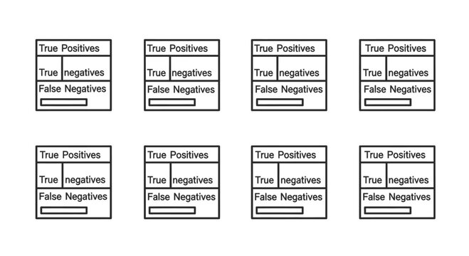 Confusion matrix diagram isolated on white background for machine learning