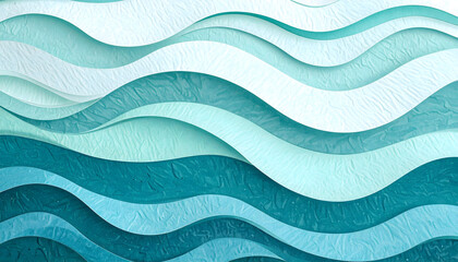 Abstract Layered Waves in Shades of Blue and Teal Creating a Soothing Visual Atmosphere