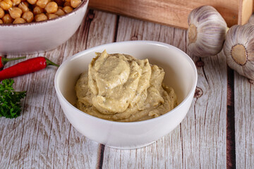 Natural organic homemade chickpea hummus
