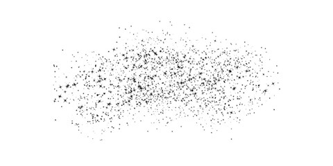Black Dust Explosion, Abstract Grunge Particle Scatter for Overlay on Transparent Background
