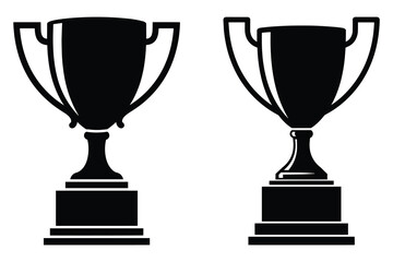 Trophy Cup Icon Silhouette – Black Vector Award Symbol for Winner, Champion, and Sports Achievement