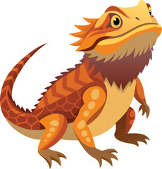 Cartoon illustration of a cute spiky orange bearded dragon lizard