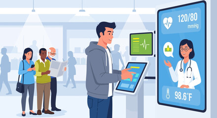 Innovative digital healthcare kiosk providing accessible health checkups and virtual consultations