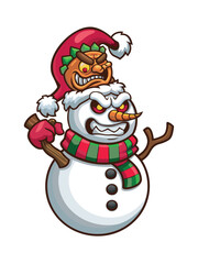Obraz premium Santa Claus and a happy snowman illustration celebrating a cute Christmas holiday season