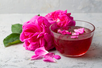 Rose jam and rose petals.