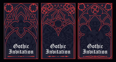 Naklejka na ściany i meble Gothic style invitation with ancient vintage elements. Sacred geometry border and frame. Vector illustration. EPS 10  Naklejka na ściany i meble Gothic style invitation with ancient vintage elements. Sacred geometry border and frame. Vector illustration. EPS 10