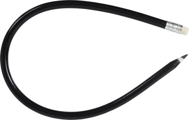 Flexible black pencil isolated on white background.